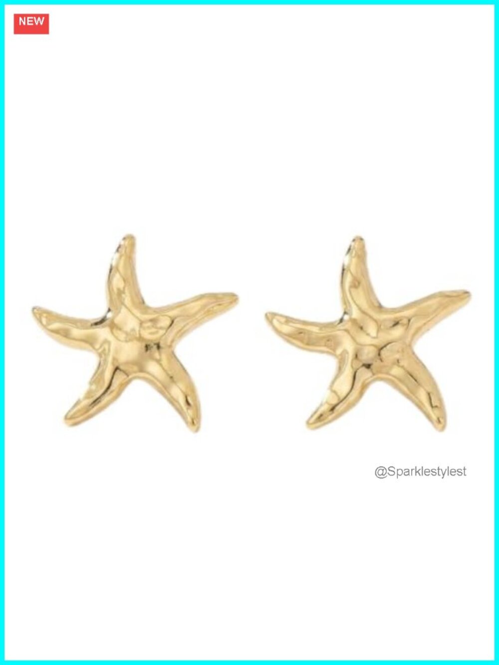 14K Gold Plated Starfish Stud Earrings Hypoallergenic Women Jewelry